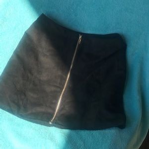 Front Zip Black Mini Skirt